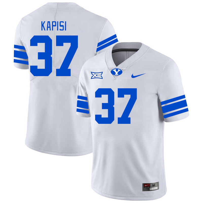 BYU Cougars #37 Jordan Kapisi Big 12 Conference College Football Jerseys Stitched Sale-White